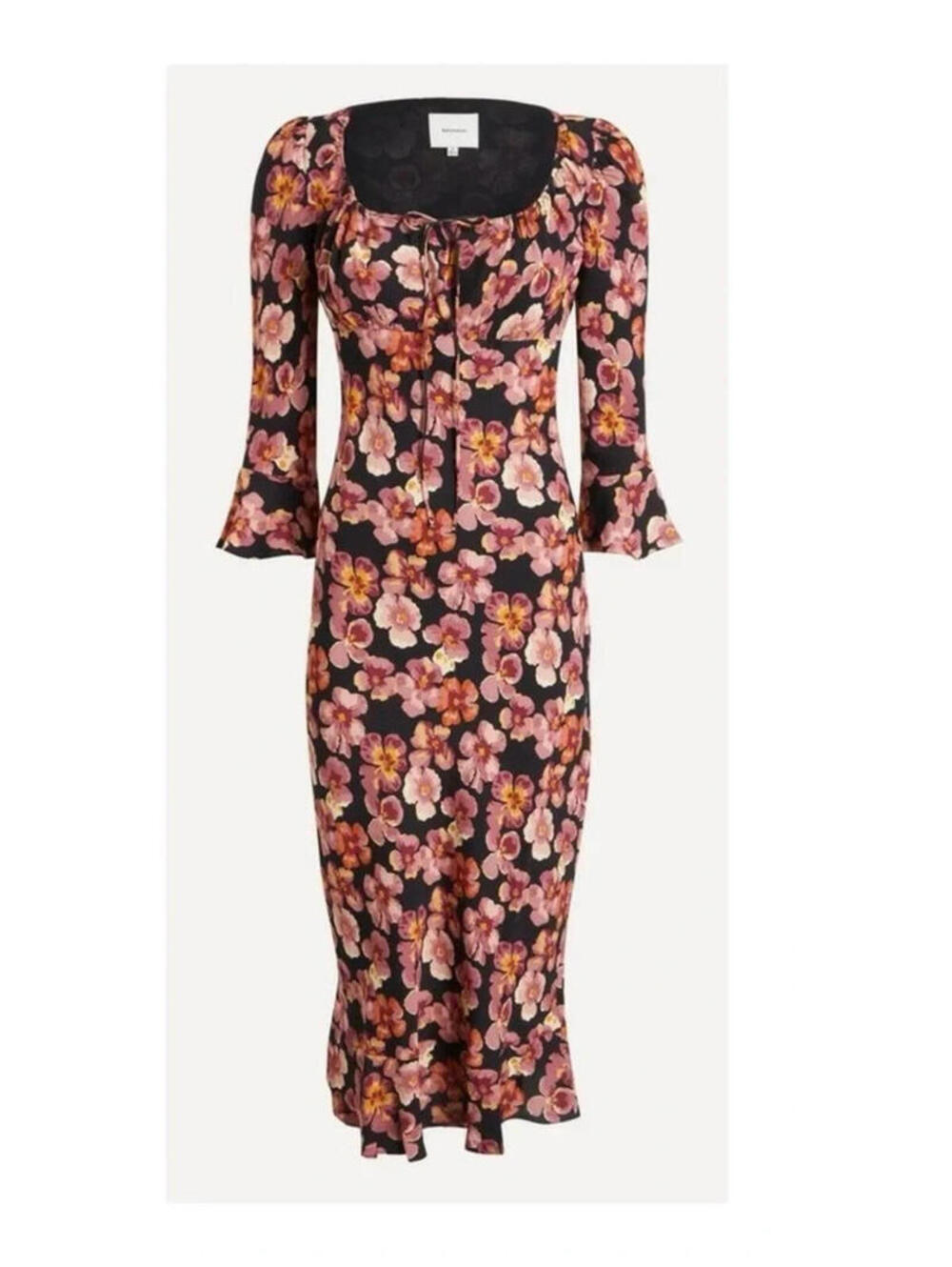 NEW, Reformation Kiley Floral Print Half Sleeve Bodycon Midi Dress Sz 4 #MD1833 - Picture 1 of 8